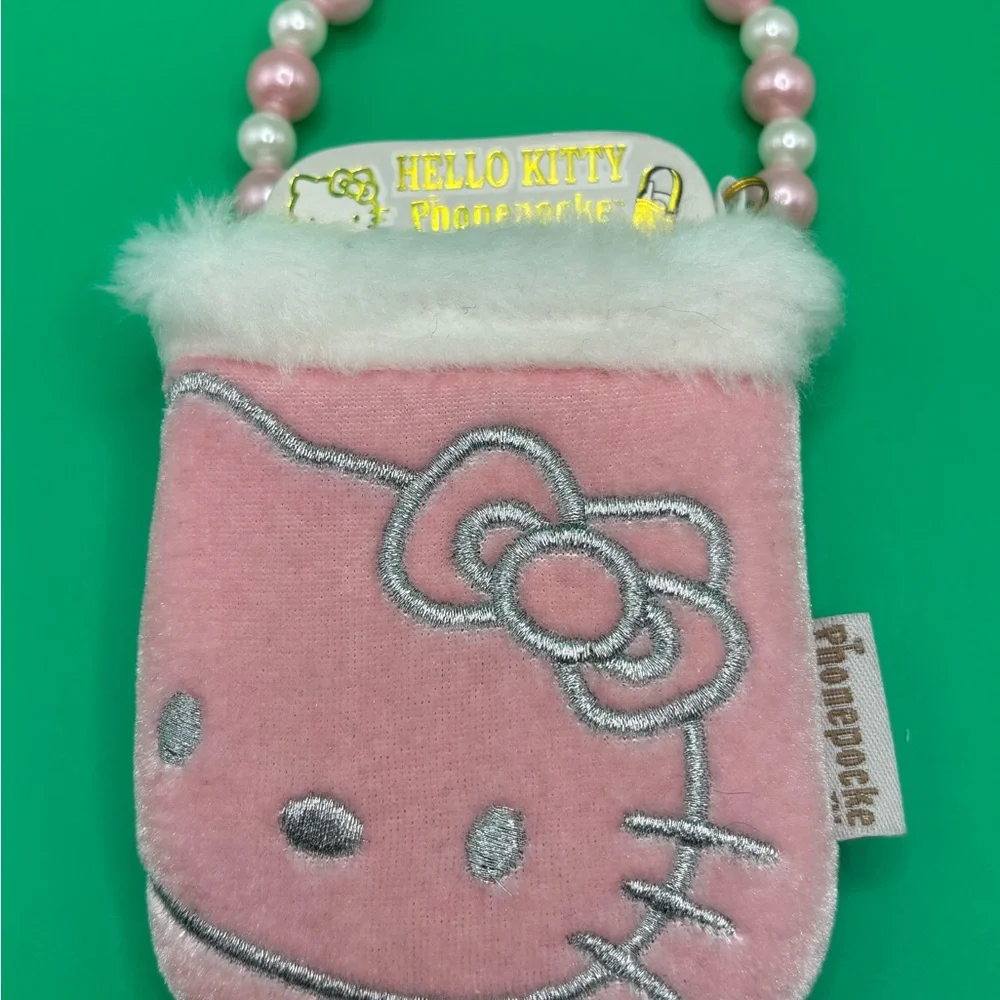 Vtg Hello Kitty phone pouches with pearl and chain handles Y2K Retro Coquette
